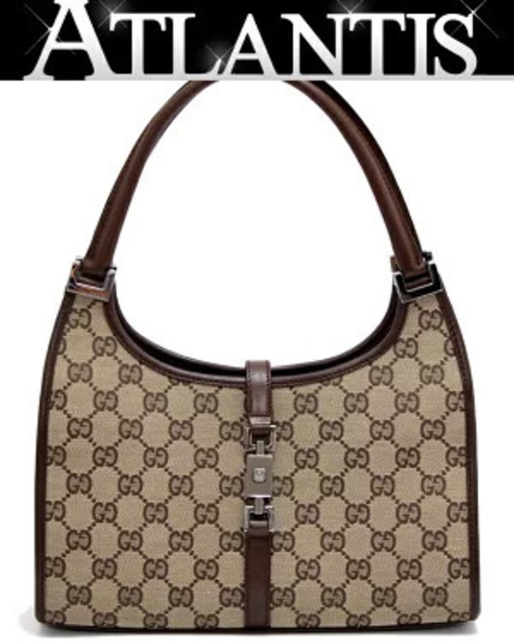 Gucci Jackie GG Canvas Handbag x Leather Beige Cream Brown